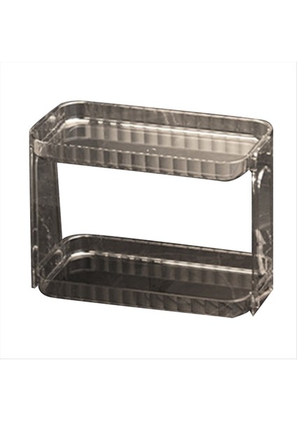 Masaüstü Depolama Rafı Ev Yatak Odası Kozmetik Depolama Banyo Mutfak Şeffaf Çift Katmanlı Depolama Rafı A (Yurt Dışından)