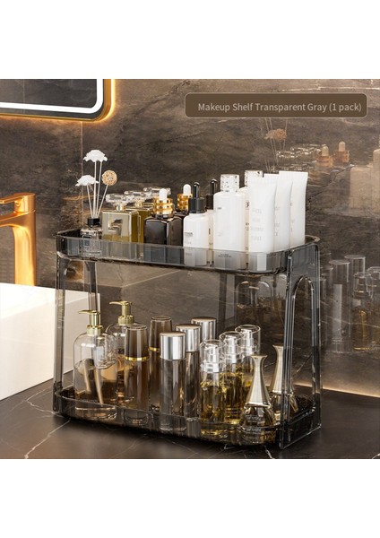 Masaüstü Depolama Rafı Ev Yatak Odası Kozmetik Depolama Banyo Mutfak Şeffaf Çift Katmanlı Depolama Rafı A (Yurt Dışından) modelleri