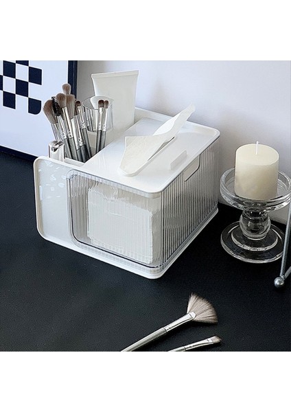Masaüstü Oturma Odası Çok Fonksiyonlu Doku Kutusu Masaüstü Kağıt Kutusu Depolama Kutusu Cep Telefon Raf Banyo Kutusu Beyaz (Yurt Dışından) modelleri