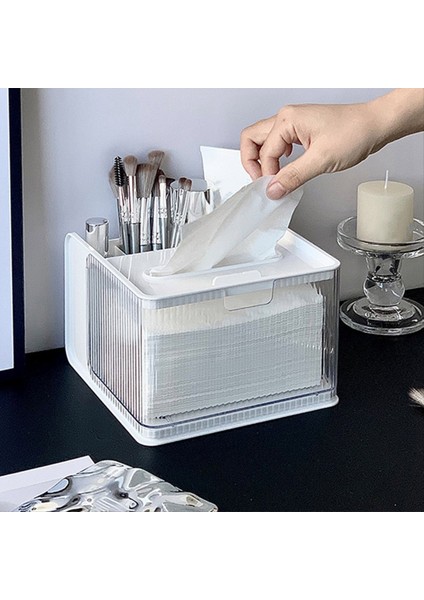 Masaüstü Oturma Odası Çok Fonksiyonlu Doku Kutusu Masaüstü Kağıt Kutusu Depolama Kutusu Cep Telefon Raf Banyo Kutusu Beyaz (Yurt Dışından) fırsatları