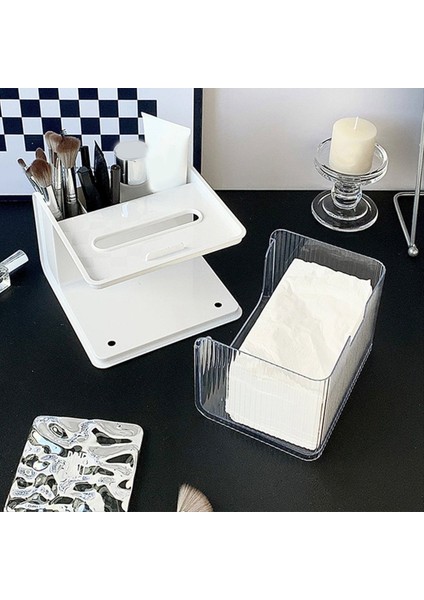 Masaüstü Oturma Odası Çok Fonksiyonlu Doku Kutusu Masaüstü Kağıt Kutusu Depolama Kutusu Cep Telefon Raf Banyo Kutusu Beyaz (Yurt Dışından) indirimleri