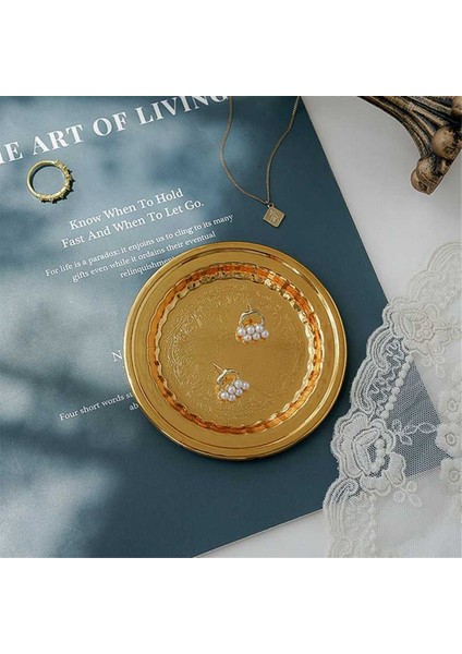 Vintage Mücevher Tepsisi Yuvarlak Depolama Raf Tepsisi Dantel Yuvarlak Nokta + Düz Kenar Tepsisi (Yurt Dışından) fiyatları