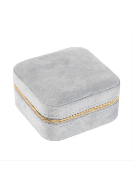 Peluş Velvet Seyahat Takı Saklama Kutusu Küpe ve Yüzük Seyahat Takı Kılıfı Organizatör Takı Seyahat Organizatör Kutusu Gri (Yurt Dışından)
