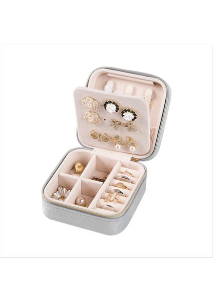 Peluş Velvet Seyahat Takı Saklama Kutusu Küpe ve Yüzük Seyahat Takı Kılıfı Organizatör Takı Seyahat Organizatör Kutusu Gri (Yurt Dışından) fiyatları