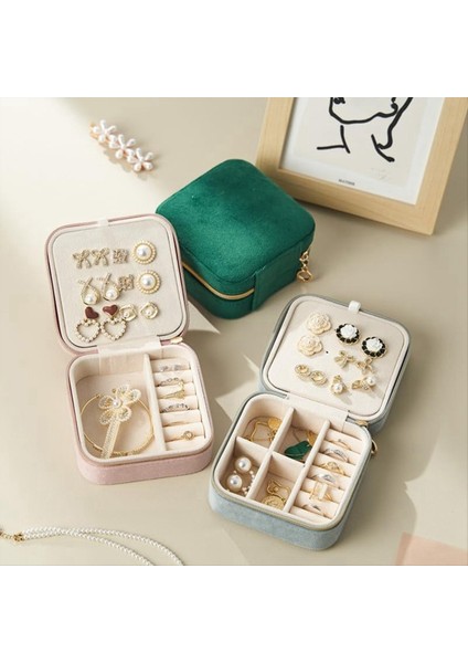 Peluş Velvet Seyahat Takı Saklama Kutusu Küpe ve Yüzük Seyahat Takı Kılıfı Organizatör Takı Seyahat Organizatör Kutusu Gri (Yurt Dışından) modelleri