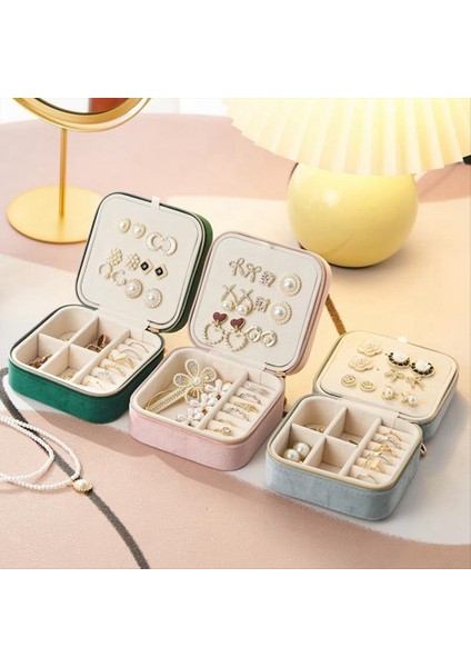 Peluş Velvet Seyahat Takı Saklama Kutusu Küpe ve Yüzük Seyahat Takı Kılıfı Organizatör Takı Seyahat Organizatör Kutusu Gri (Yurt Dışından) fırsatları