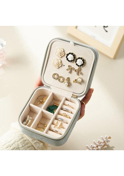 Peluş Velvet Seyahat Takı Saklama Kutusu Küpe ve Yüzük Seyahat Takı Kılıfı Organizatör Takı Seyahat Organizatör Kutusu Gri (Yurt Dışından) indirimleri