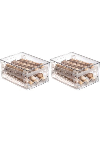 2x Slayt Yumurta Depolama Kutusu Yumurta Tutucu Konteyner Buzdolabı Çekmecesi Istiflenebilir Gıda Yumurtası Kutu Mutfak Buzdolabı Organizatör (Yurt Dışından)