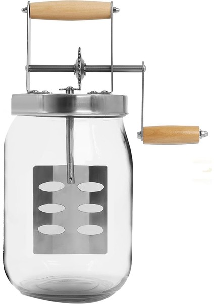 1 5l Cam Tereyağı Churner Büyük 52-Fluid Kapasite Kapasiteli Tereyağı Churner El Krank Mason Kavanoz Tereyağı Churns Yapar (Yurt Dışından)