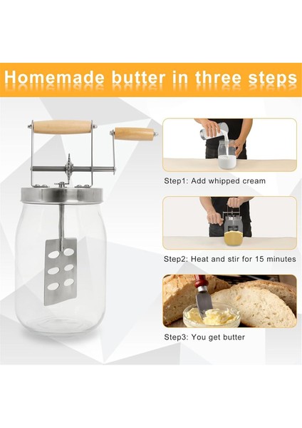 1 5l Cam Tereyağı Churner Büyük 52-Fluid Kapasite Kapasiteli Tereyağı Churner El Krank Mason Kavanoz Tereyağı Churns Yapar (Yurt Dışından) indirimleri