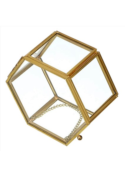 3x Cam Vintage Mücevher Kutusu Altın Geometrik Takı Ekran Organizatör Kutusu Ev Dekoratif Kutusu (Orta) (Yurt Dışından) modelleri