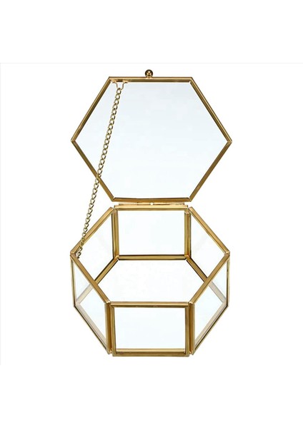 3x Cam Vintage Mücevher Kutusu Altın Geometrik Takı Ekran Organizatör Kutusu Ev Dekoratif Kutusu (Orta) (Yurt Dışından) fırsatları