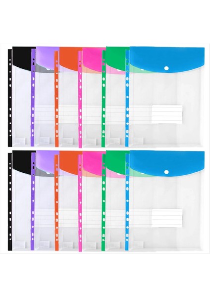 12 Paket Plastik Zarflar 3/4/11 Halka Bağlayıcı Için Bağlayıcı Cepler Snap Düğmesi ve Etiketi Olan Genişletilebilir Belge Organizatörü (Yurt Dışından) indirimleri