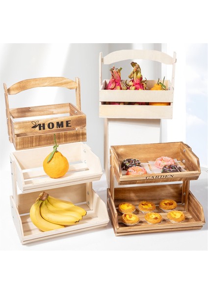 2 Katmanlı Ahşap Meyve Sepeti Sebze Için Çok Amaçlı Mutfak Depolama Ekmek Rustik Vintage Tarzı Gıda Kabı Beyaz (Yurt Dışından) fırsatları