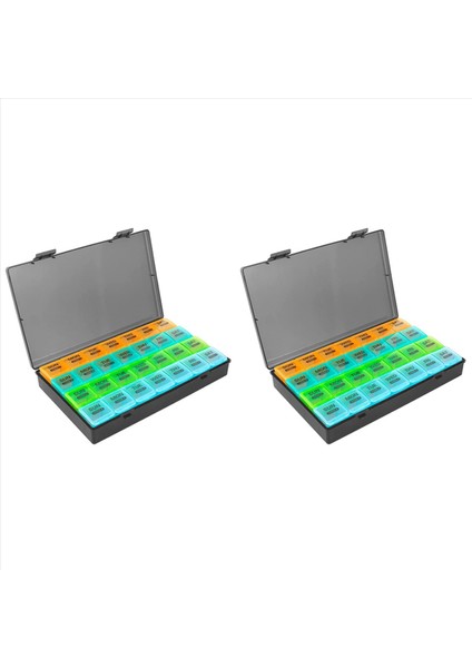 2x Aylık Hap Organizatörü Günde 1 Kez 28 Bölme ile 4 Haftalık Hap Dağıtıcı Kutu Flip Kapaklı Kutu Günlük Kutu (Yurt Dışından) fiyatları