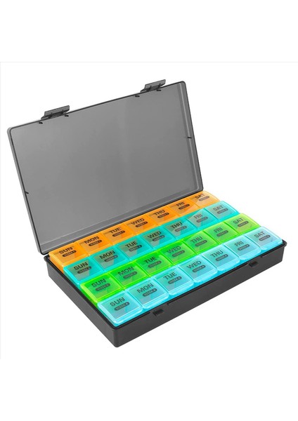 2x Aylık Hap Organizatörü Günde 1 Kez 28 Bölme ile 4 Haftalık Hap Dağıtıcı Kutu Flip Kapaklı Kutu Günlük Kutu (Yurt Dışından) modelleri