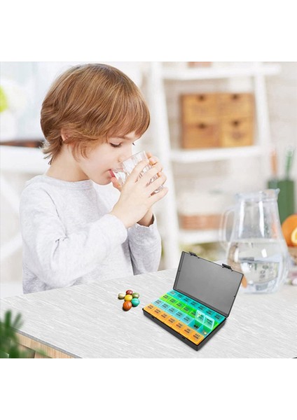 2x Aylık Hap Organizatörü Günde 1 Kez 28 Bölme ile 4 Haftalık Hap Dağıtıcı Kutu Flip Kapaklı Kutu Günlük Kutu (Yurt Dışından) indirimleri