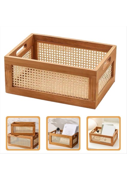 Dekoratif Sepet Kitabı Depolama Sepetleri Dokuma Sepetleri Organizasyon Kreş Yatak Odası Rattan Banyo (L) (Yurt Dışından) fırsatları