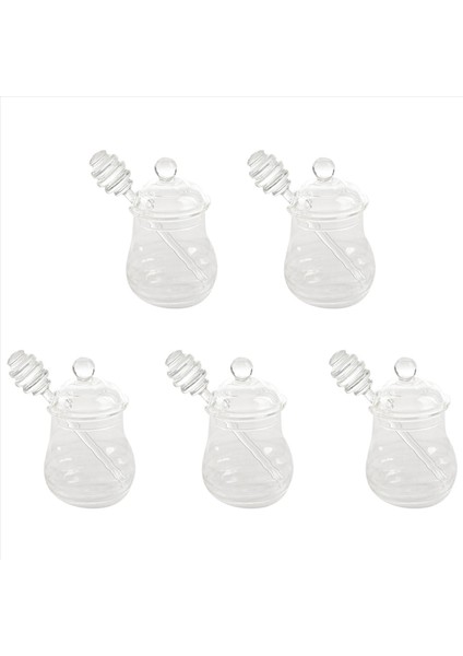 5x Şeffaf Cam Bal Kavanozu Kepçe ile Kaplı Bal Kavanozu Berrak 9 Ons (Yurt Dışından)