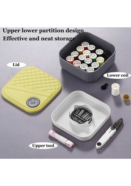 Dikiş Kutusu Taşınabilir Dıy Dikiş Malzemeleri Kiti Iğneler Iğneler Makas Cetvel Kayısı Sarı (Yurt Dışından) modelleri