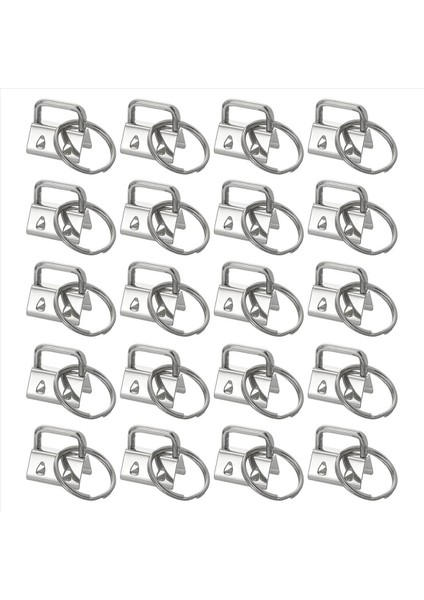 Torba Dokuma Gümüş Için Anahtarlık Halkaları Olan 20 Adet Anahtar Fob Donanımı (Yurt Dışından)