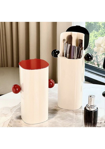 Otomatik Kaldırma Toz Geçirmez Dört Bölmeli Makyaj Fırçası Saklama Tutucusu Kozmetik Makyaj Fırça Tutucuyu Kırmızı (Yurt Dışından) fırsatları