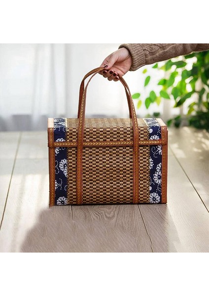 5x Piknik Dokuma Sepet Hasır Depolama Çanta Tutağı Katlanmış Meyve Alışveriş Gıda Tutam Rattan Çim Katlanabilir Bambu Sepet (Yurt Dışından) modelleri