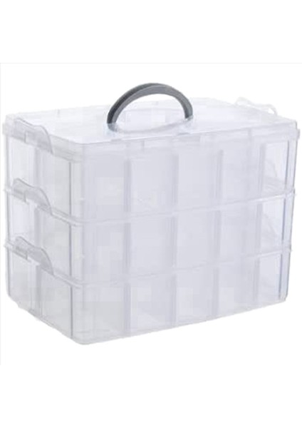 3x Sanat El Sanatları ve Mücevher Organizatörü 30 Ayarlanabilir Bölmeli Istiflenebilir 3 Katmanlı Berrak Plastik Organizatör (Yurt Dışından) fiyatları