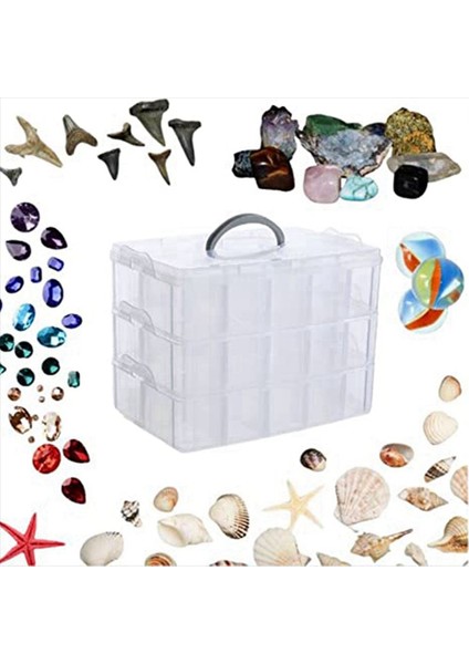 3x Sanat El Sanatları ve Mücevher Organizatörü 30 Ayarlanabilir Bölmeli Istiflenebilir 3 Katmanlı Berrak Plastik Organizatör (Yurt Dışından) fırsatları