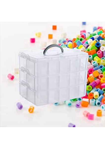 3x Sanat El Sanatları ve Mücevher Organizatörü 30 Ayarlanabilir Bölmeli Istiflenebilir 3 Katmanlı Berrak Plastik Organizatör (Yurt Dışından) indirimleri