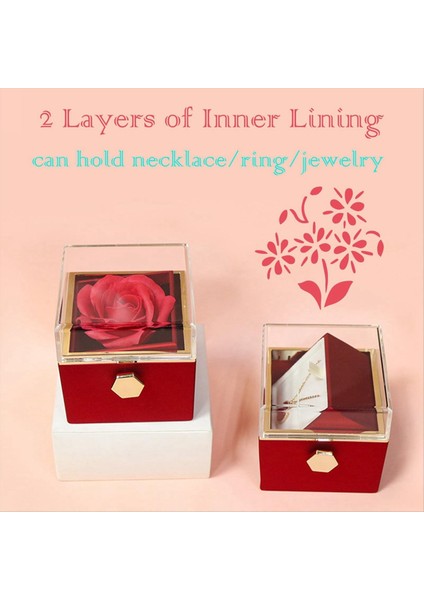 Gül Yüzük Kutusu Romantik Ler Için 360 ° Kadife Takı Kutusu Ebedi Gül Kutusu Sevgililer Günü Anneler Günü Dönüyor Kırmızı (Yurt Dışından) fiyatları