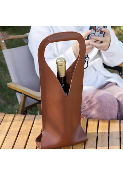 Deri Şarap Çantası Şarap Şişesi Tutucu El Çantası Çantası Noel Düğün Seyahat Doğum Günü E (Yurt Dışından) indirimleri