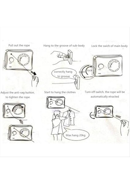 Iç Mekan Geri Çekilebilir Çamaşır Ipi Sag Karşıtı Açık Çamaşır Ipi Çamaşır Hattı Kurutma Için Giysiler Duvar Monteli Beyaz (Yurt Dışından) indirimleri