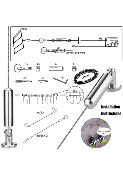 Sanat Ekran Için 4x Duvar Montaj Perde Tay Çubuk Seti - Fotoğraf Asma Tel Camsline Pencere Perdesi Gerginlik Teli (5 Metre) (Yurt Dışından) indirimleri