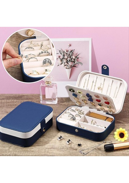 Seyahat Takı Kılıfı Pu Deri Takı Kutuları Nedime Kutusu Çift Katmanlı Takı Organizatör Ekran Tutucu A (Yurt Dışından) indirimleri