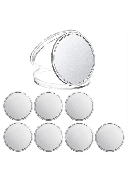 8 Adet Lazer Gravürü Için Boş Meydan Okuma Paraları 1 6 Inç Gravür Akrilik Koruma Kutusu ile Boş Alaşım Paraları Gümüş (Yurt Dışından)