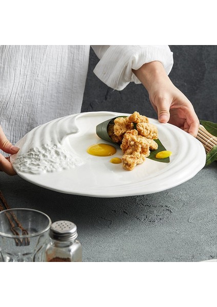 Hailang Stereoskopik Seramik Sofra Tahminleri Özel Şekilli Batı Gıda Düz Plaka Dereceli Soğuk Yemekler Otelde Set 10INCH (Yurt Dışından) fiyatları