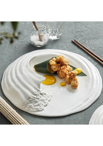 Hailang Stereoskopik Seramik Sofra Tahminleri Özel Şekilli Batı Gıda Düz Plaka Dereceli Soğuk Yemekler Otelde Set 10INCH (Yurt Dışından) modelleri