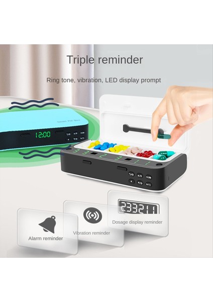 Hap Kutusu Akıllı Ilaç Hap Kutusu Zaman Kapsülü Haftalık Hap Kutusu Sağlık Seyahati Sağlık Hizmeti Mavi+Siyah (Yurt Dışından) fırsatları