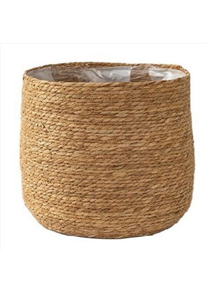 Seagrass Saksı - Dokuma Bitki Tenceresi - Boho Tarzında Plastik Film Ekli Dekoratif Bitki Sepeti M (Yurt Dışından)