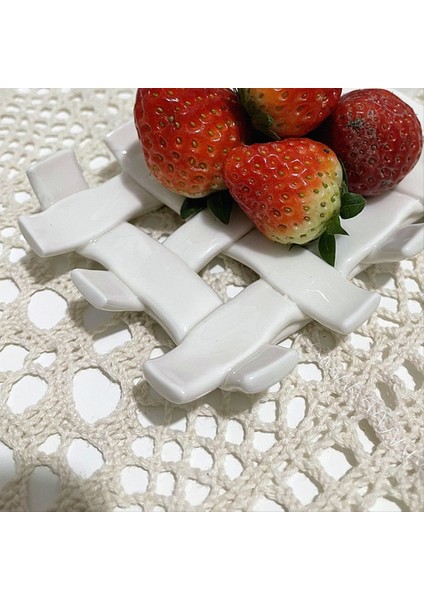 Nordic El Yapımı Dokuma Şekiş Seramik Sabun Bulma Sepeti Sepet Mücevher Tepsisi Makyaj Organizatör Anahtar Tutucu Banyo Aksesuar (Yurt Dışından) fırsatları