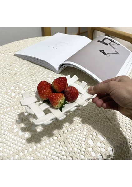 Nordic El Yapımı Dokuma Şekiş Seramik Sabun Bulma Sepeti Sepet Mücevher Tepsisi Makyaj Organizatör Anahtar Tutucu Banyo Aksesuar (Yurt Dışından) indirimleri