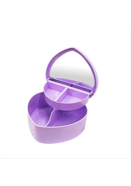 Kalp Şekli Takı Kutuları Plastik Mor Takı Depolama Kalp Şeklindeki Mücevher Kutuları Kırtasiye Kutuları Çekmece Makyaj Kutusu (Yurt Dışından)