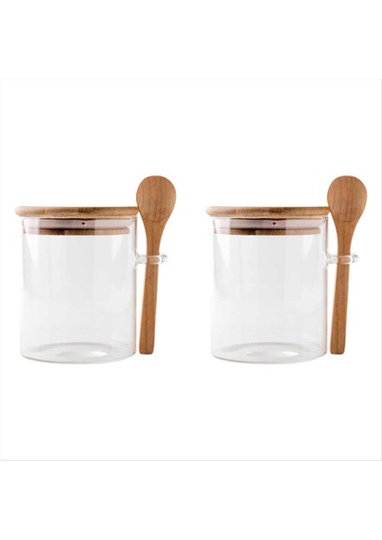 Bambu Conta Kapaklı Cam Kavanoz Kabı Ahşap Kaşık Gıda Depolama Kavanoz Temiz Cam Kap Mutfak Depolama (Yurt Dışından)