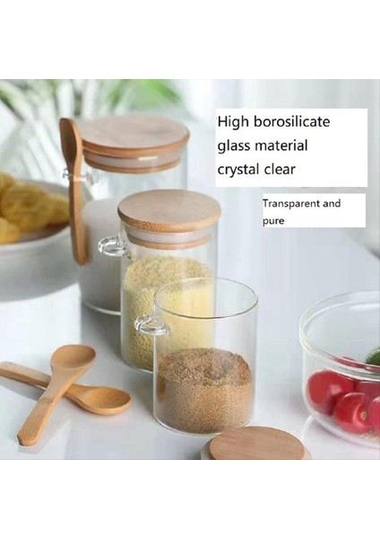 Bambu Conta Kapaklı Cam Kavanoz Kabı Ahşap Kaşık Gıda Depolama Kavanoz Temiz Cam Kap Mutfak Depolama (Yurt Dışından) fırsatları