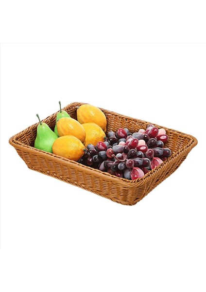 6x Plastik Rattan Sepet Ekmek Sepeti Ekmek Dükkanı Süpermarket Ekran Sepet Dokuma Masa Üstü Gıda Meyve Sepeti Kahverengi (Yurt Dışından) fiyatları