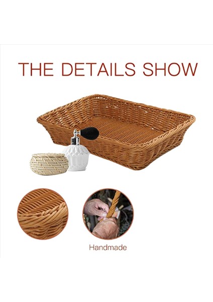 6x Plastik Rattan Sepet Ekmek Sepeti Ekmek Dükkanı Süpermarket Ekran Sepet Dokuma Masa Üstü Gıda Meyve Sepeti Kahverengi (Yurt Dışından) modelleri