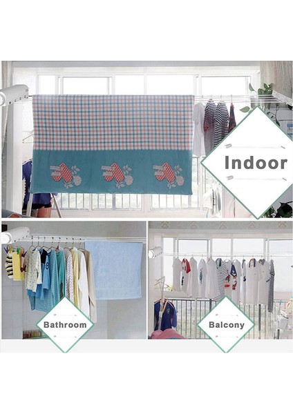 2x Geri Çekilebilir Clothingline Teleskopik Kapalı Dış Duvara Monte Boyu Kurutma Hattı Kurutma Halat Askı (4 Hat) (Yurt Dışından) indirimleri