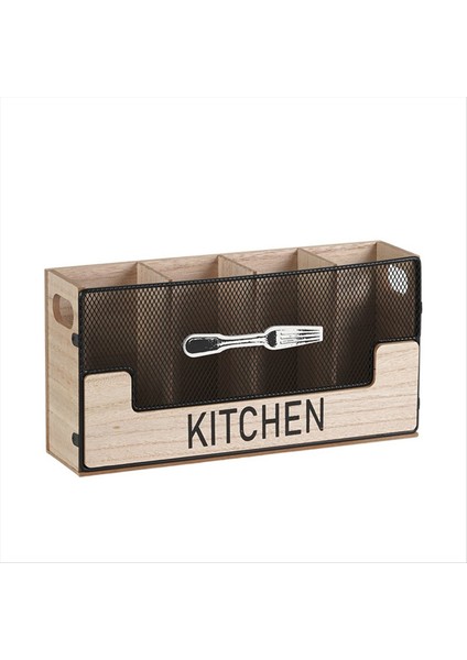 Mutfak Sayaç Tutucu Tutucu Metal Ahşap Steware Organizer ile Eşleştirilmiş Spatula Güvercin Çatal Teşheri Siyah Bölümler (Yurt Dışından)