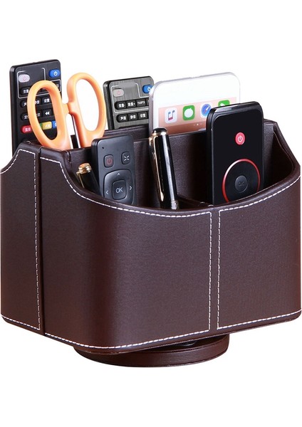 360 Derece Deri Uzaktan Kumandalı Telefon ve Tv Tutucu Masa Depolama Kutusu Kozmetik Fırça Depolama Sahibi Makyaj Organizatörü (Yurt Dışından) fiyatları